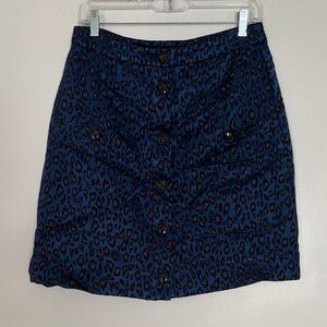 Leopard Print Button-Front Skirt